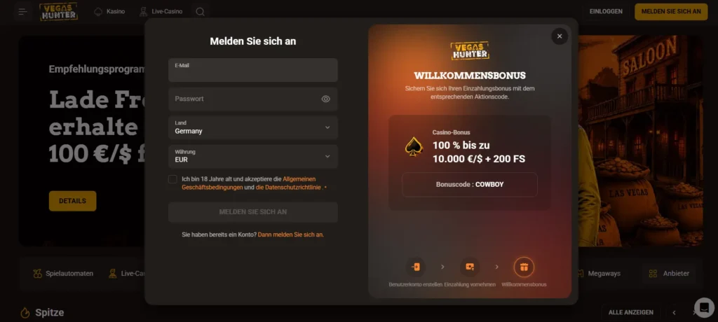VeasHunter Registrierung