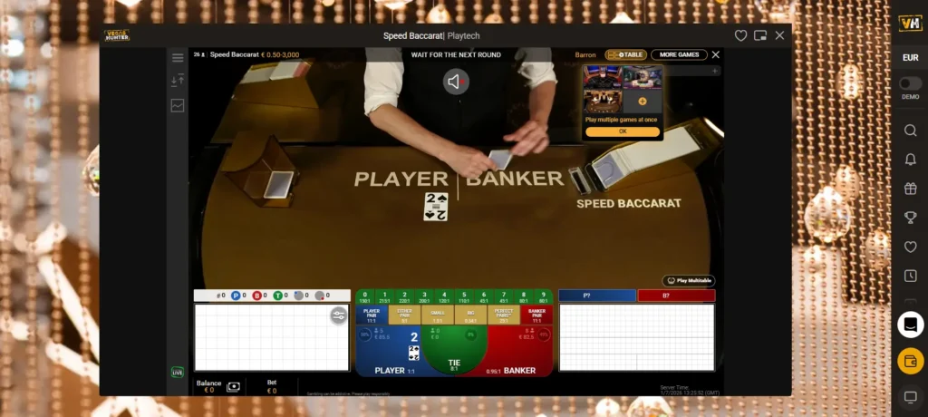 Speed Baccarat im Vegas Hunter Live Casino