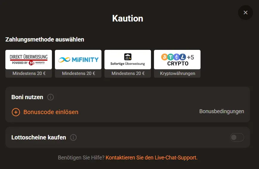 VegasHunter Einzahlung